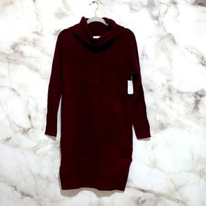 Stitch Drop Turtleneck Ribbed Sweater Dress
